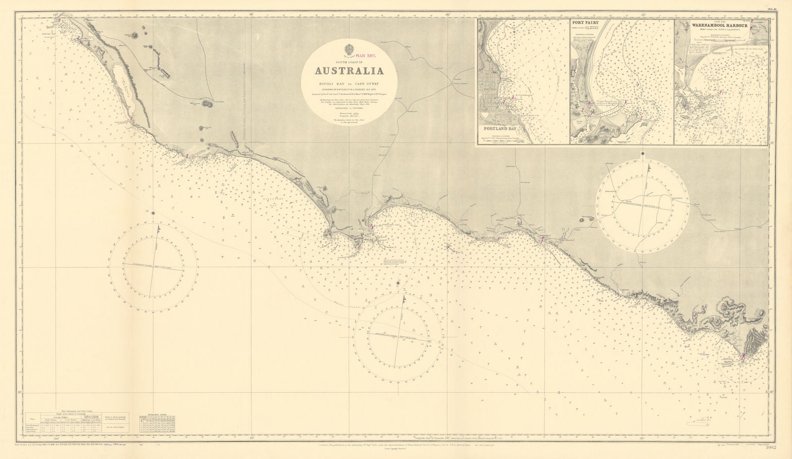 Victoria coast Australia Rivoli Bay-Cape Otway ADMIRALTY chart 1901 (1954) map
